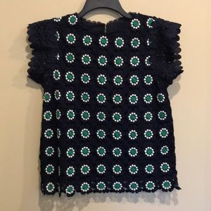 J Crew Floral Crochet Top